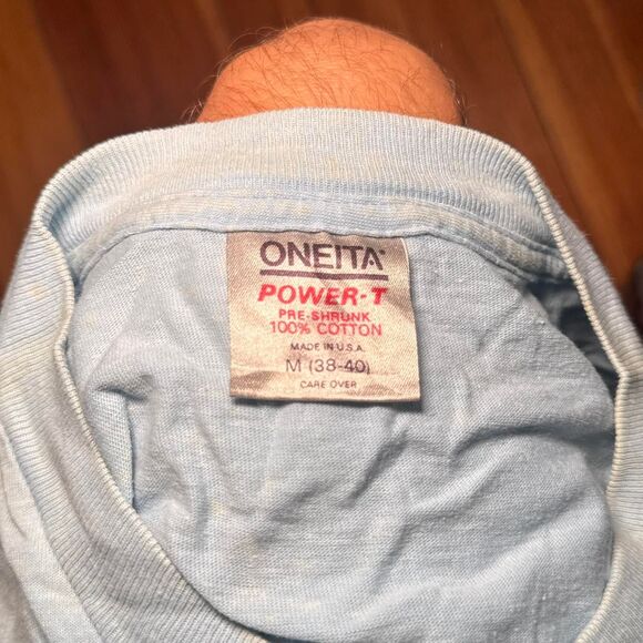 Oneita AOP Men's Blue and Grey T-shirt - Picture 3 of 3